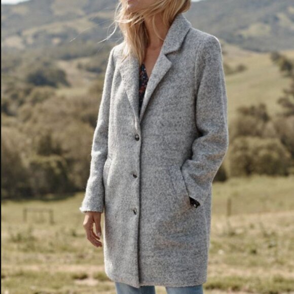 Garnet Hill Jackets & Blazers - Garnet Hill XL Sadie Wool Relaxed Fit Women's Peacoat Gray Marl EUC Old Money